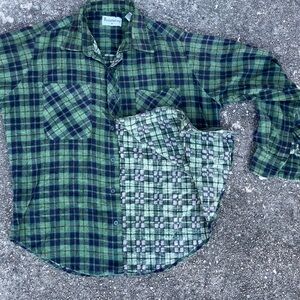 1970s green and black flannel shirt.